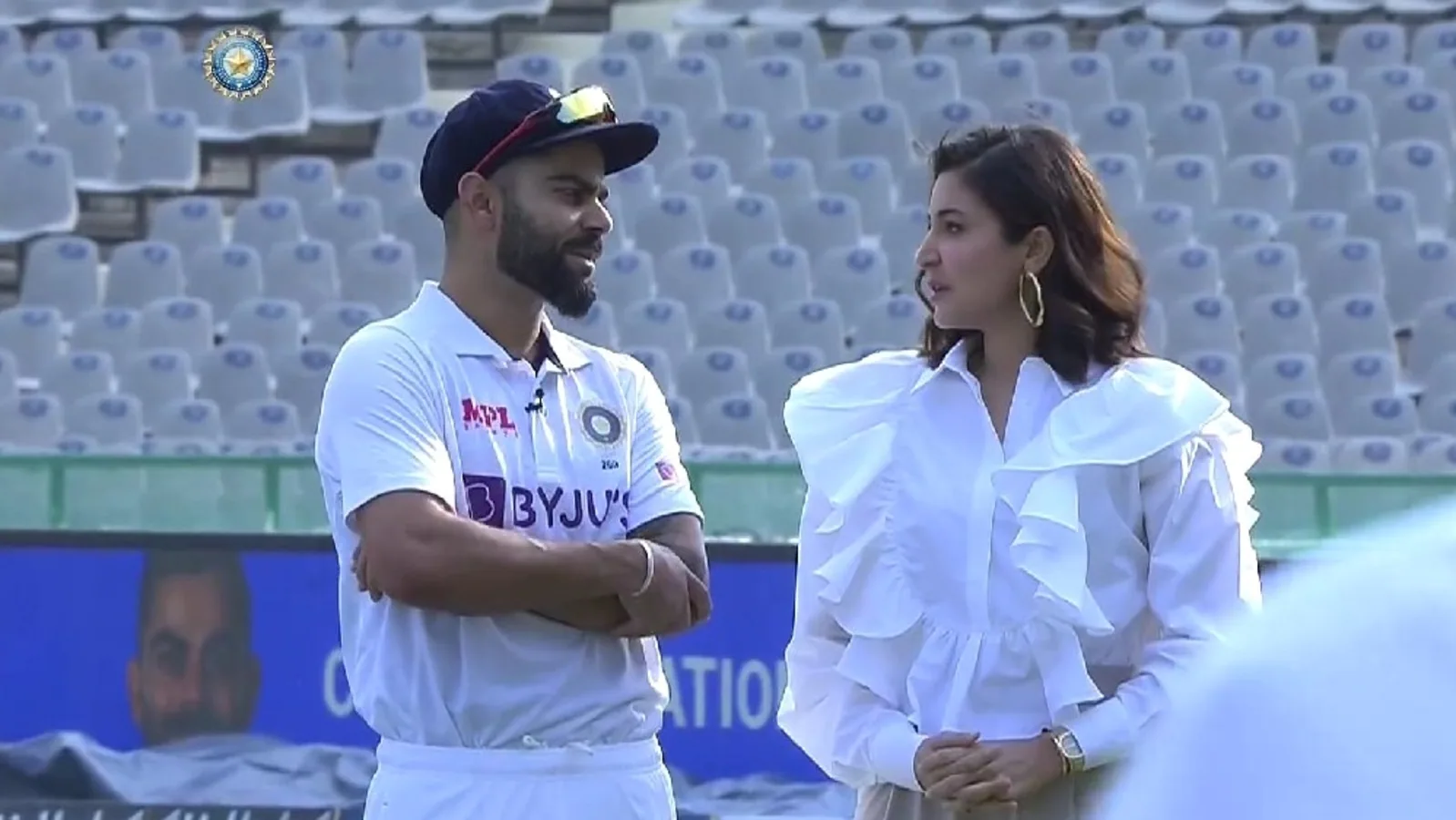 Anushka Sharma joins Virat Kohli on field ahead of his 100th test match, he tells her to hold his cap: Ye le jao please