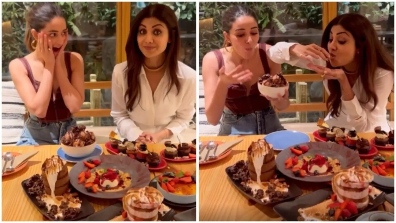 Shilpa Shetty binge-eats with Ananya Panday and Chunky Panday; fans ask how she maintains her figure. Watch