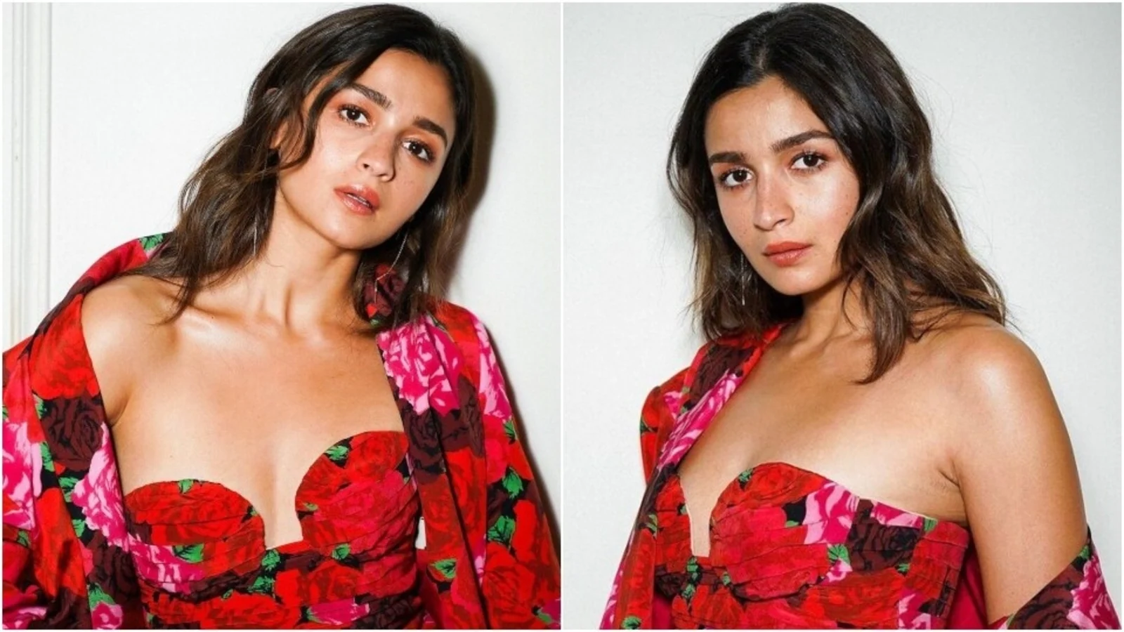 Alia Bhatt displays floral magic on Holi in ₹3 lakh strapless red mini dress and oversized jacket: See pics, video