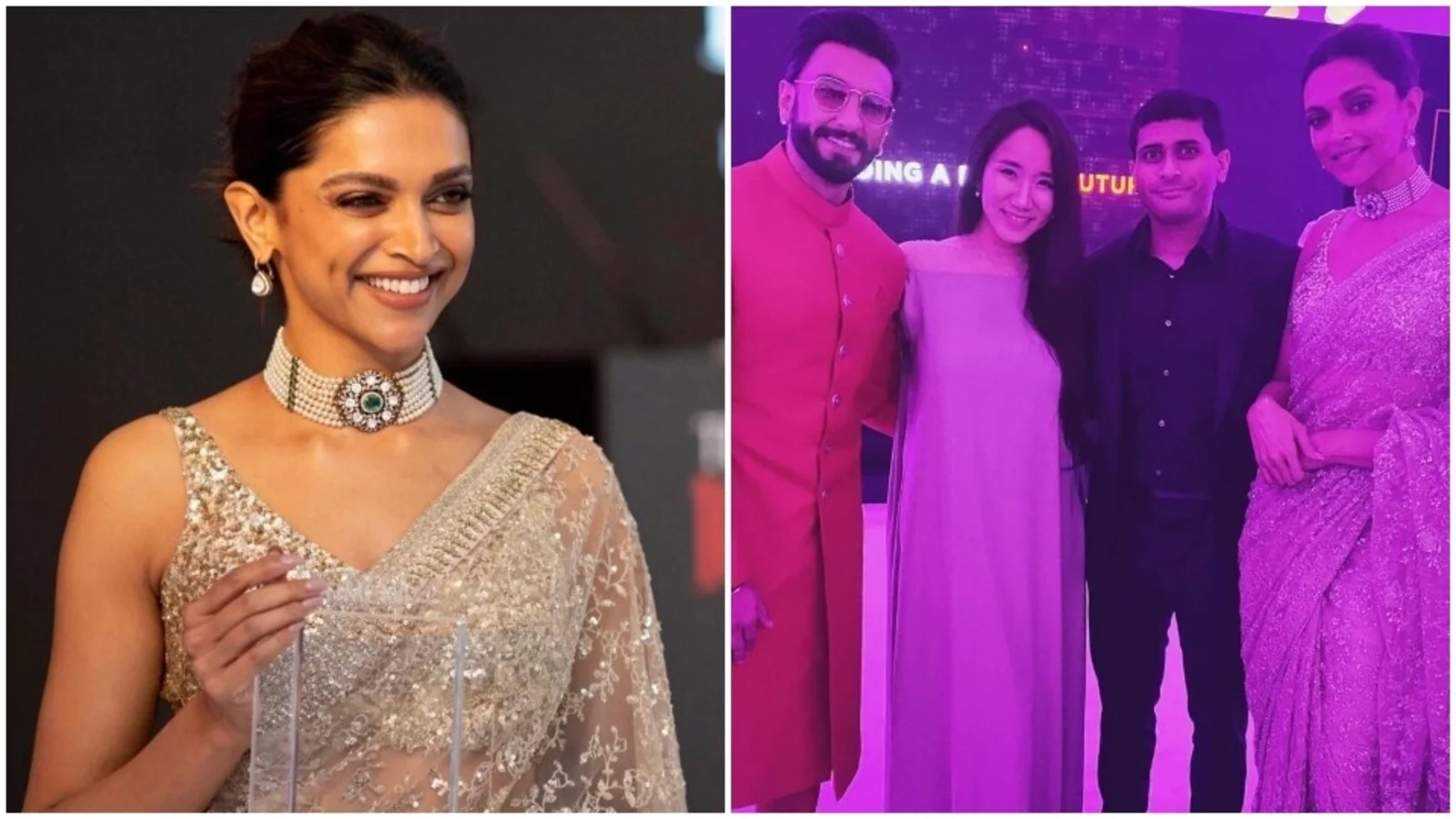 Deepika Padukone in shimmering sheer saree and blouse attends TIME100 Impact Awards with Ranveer Singh: See pics