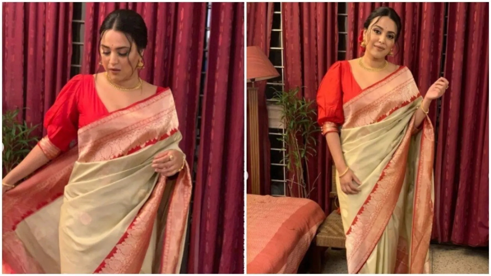 Swara Bhasker is the epitome of grace in her mom’s saree. Pics inside