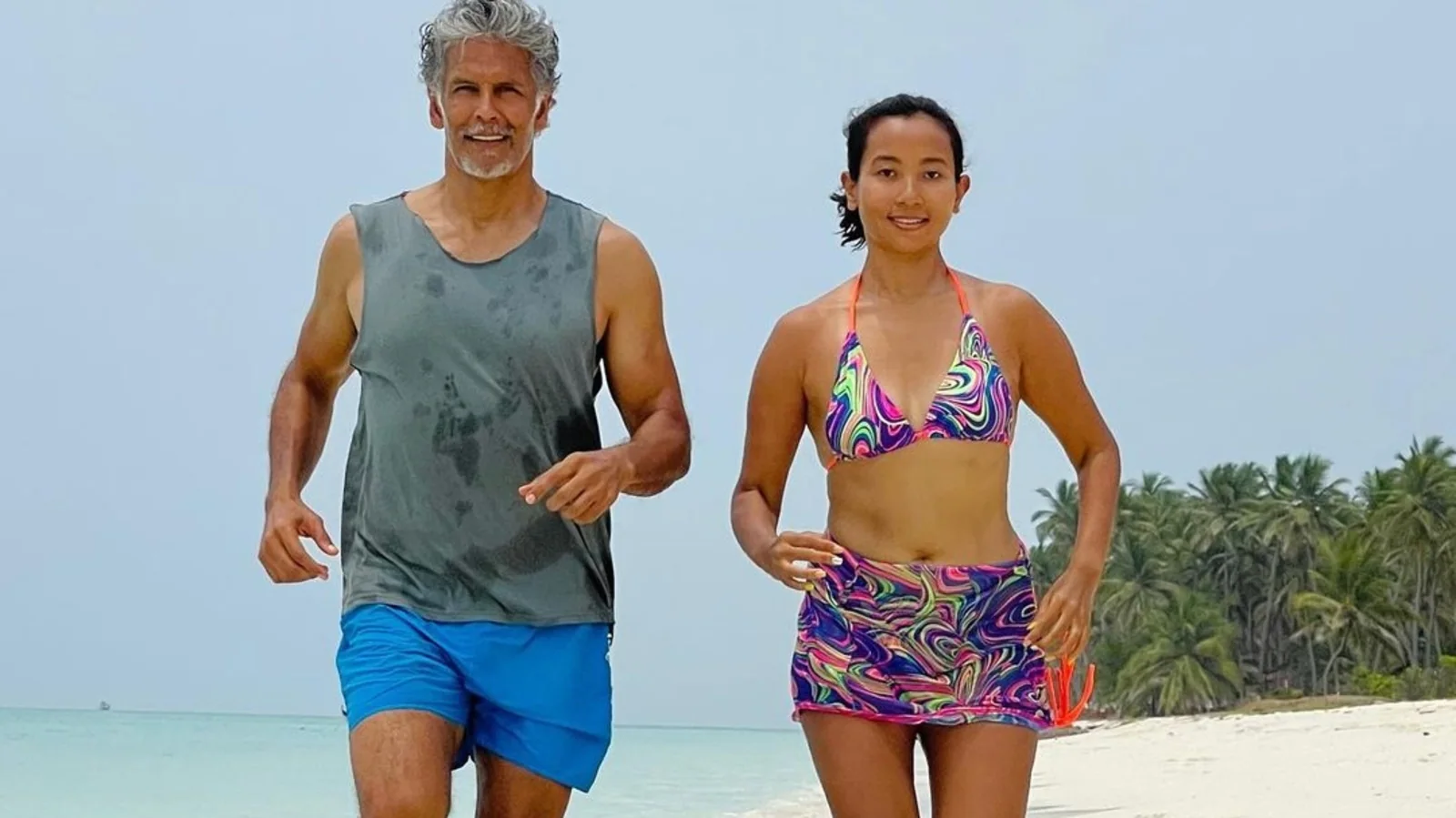 Milind Soman, Ankita Konwar running on Lakshadweep beach is couple fitness inspo