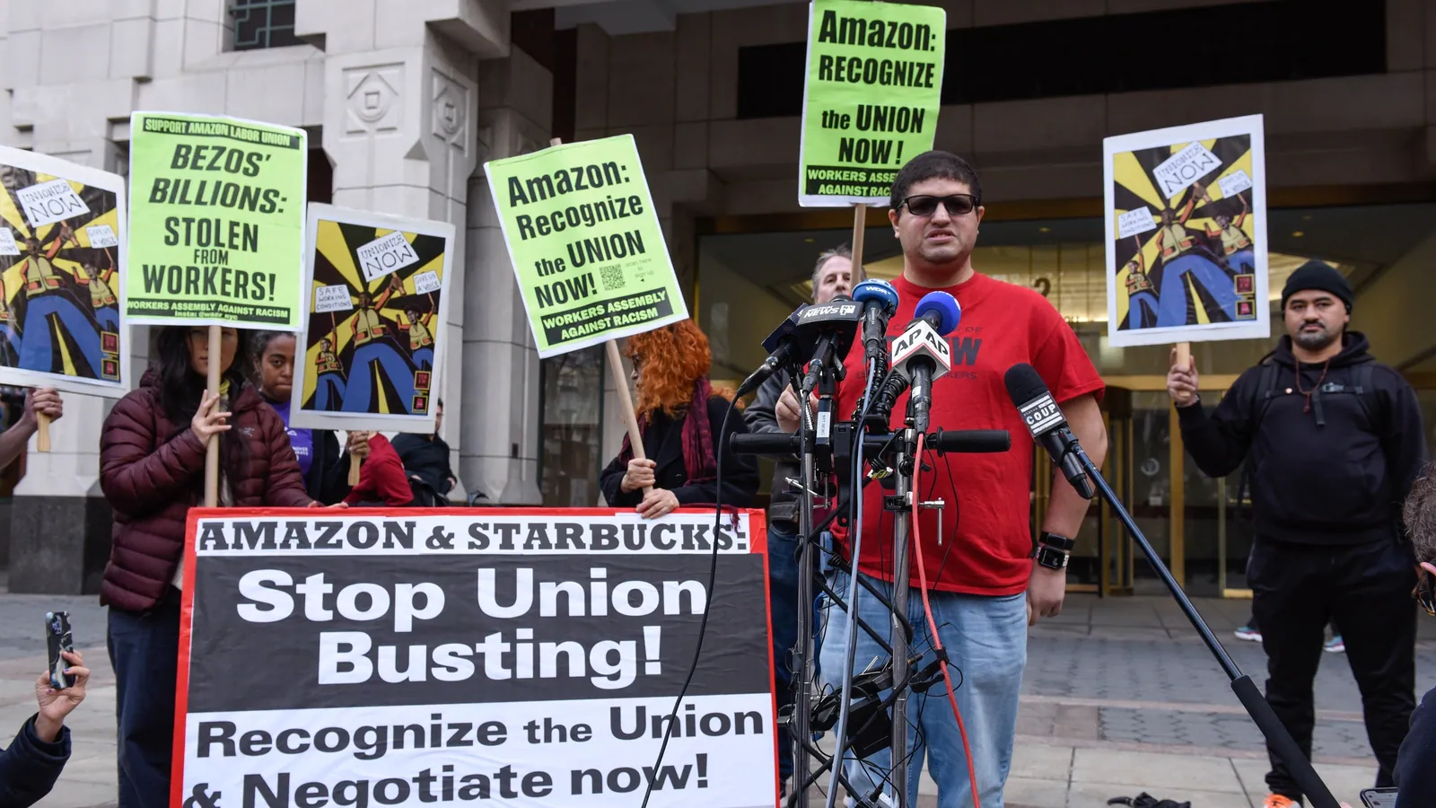 Amazon workers in New York warehouse vote to form a union, a first in US