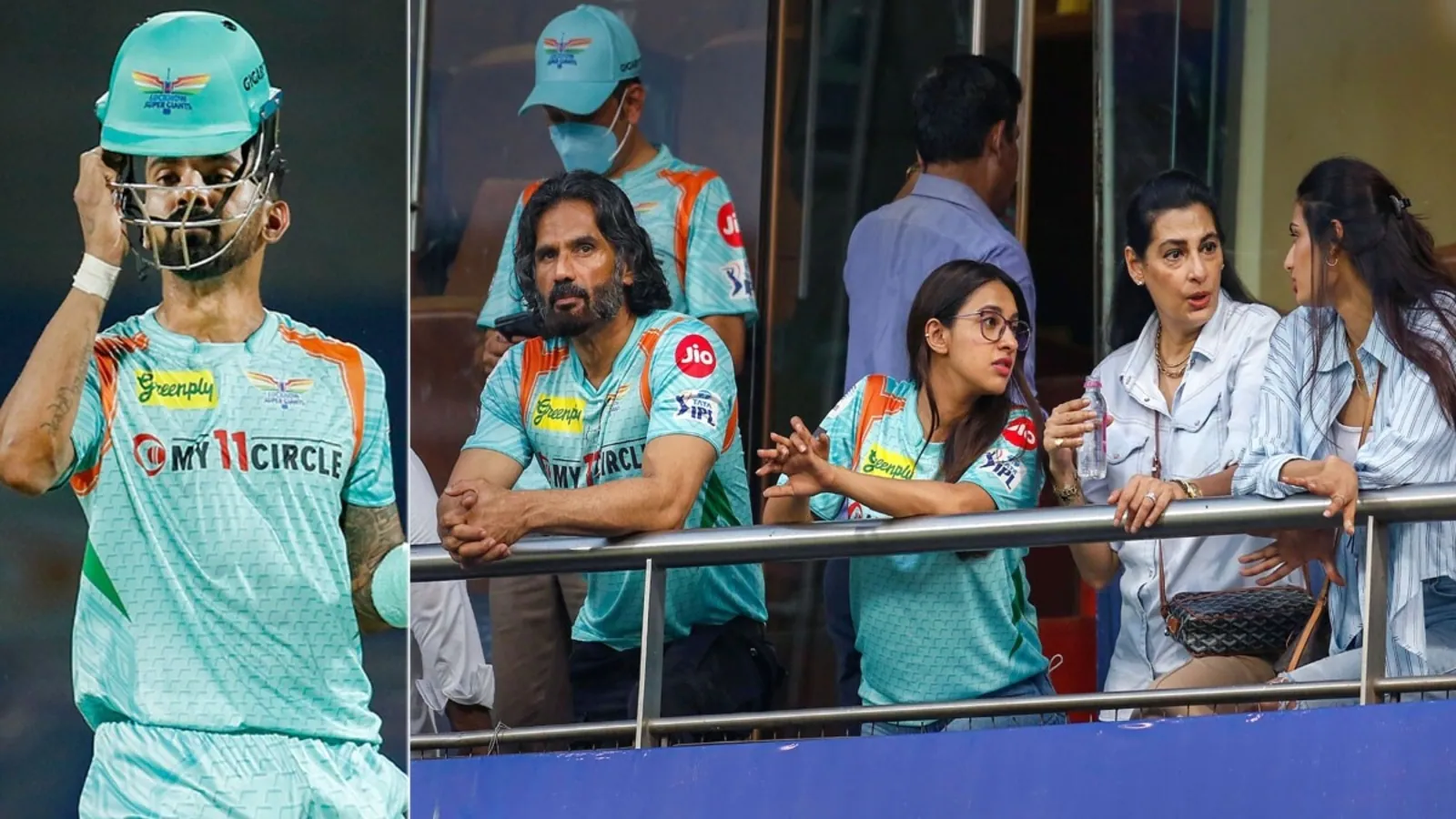 Athiya Shetty, Suniel Shetty cheer for her boyfriend KL Rahul at his IPL match at Wankhede Stadium. See pics