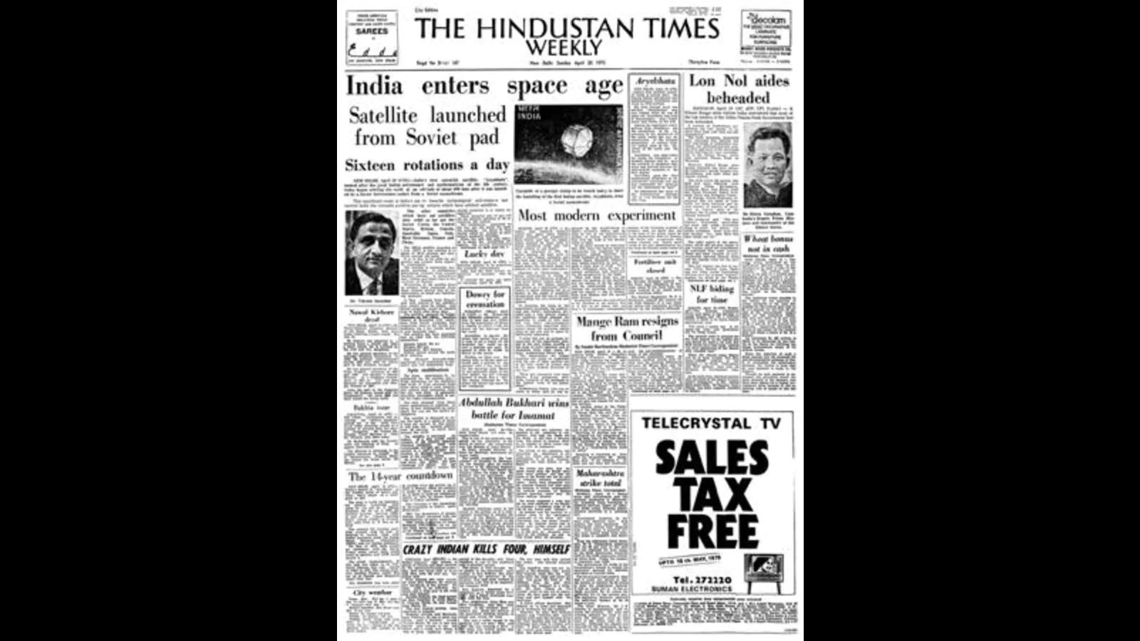 HT This Day: April 20, 1975 — India enters space age