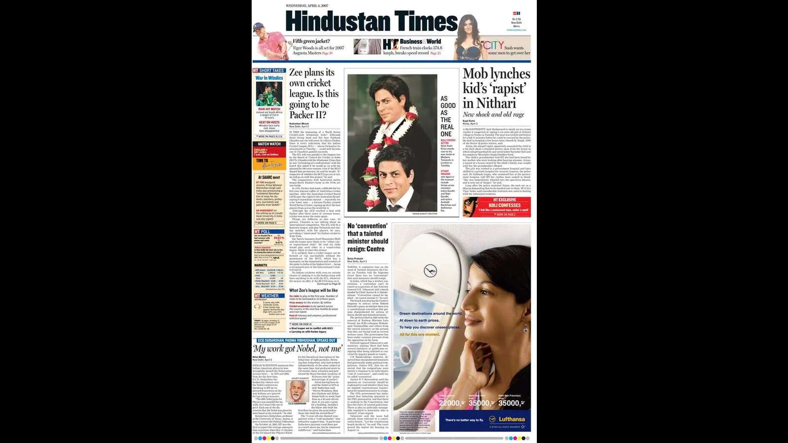HT This Day: April 4, 2007 — ‘My work got Nobel, not me’