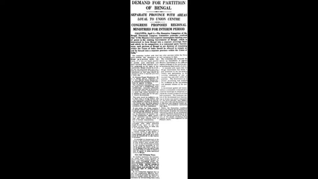 HT This Day: April 6, 1947 -- Demand for partition of Bengal