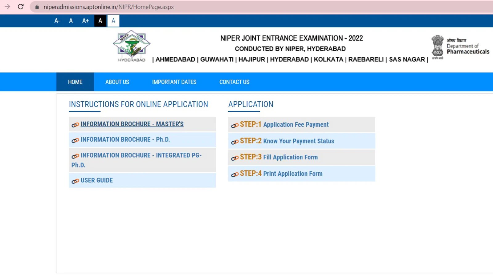 NIPER JEE 2022: Application are invited for for Masters and PhD courses