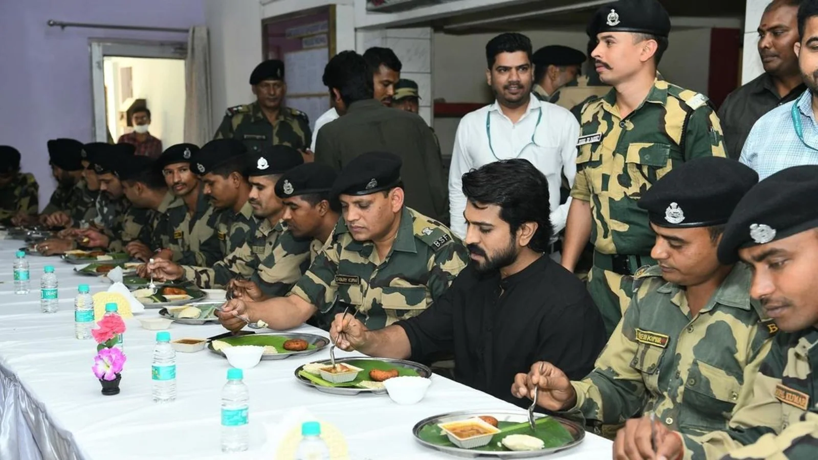 Ram Charan poses with BSF soldiers, gets his personal chef to cook for them: ‘Inspiring afternoon spent’. See pics