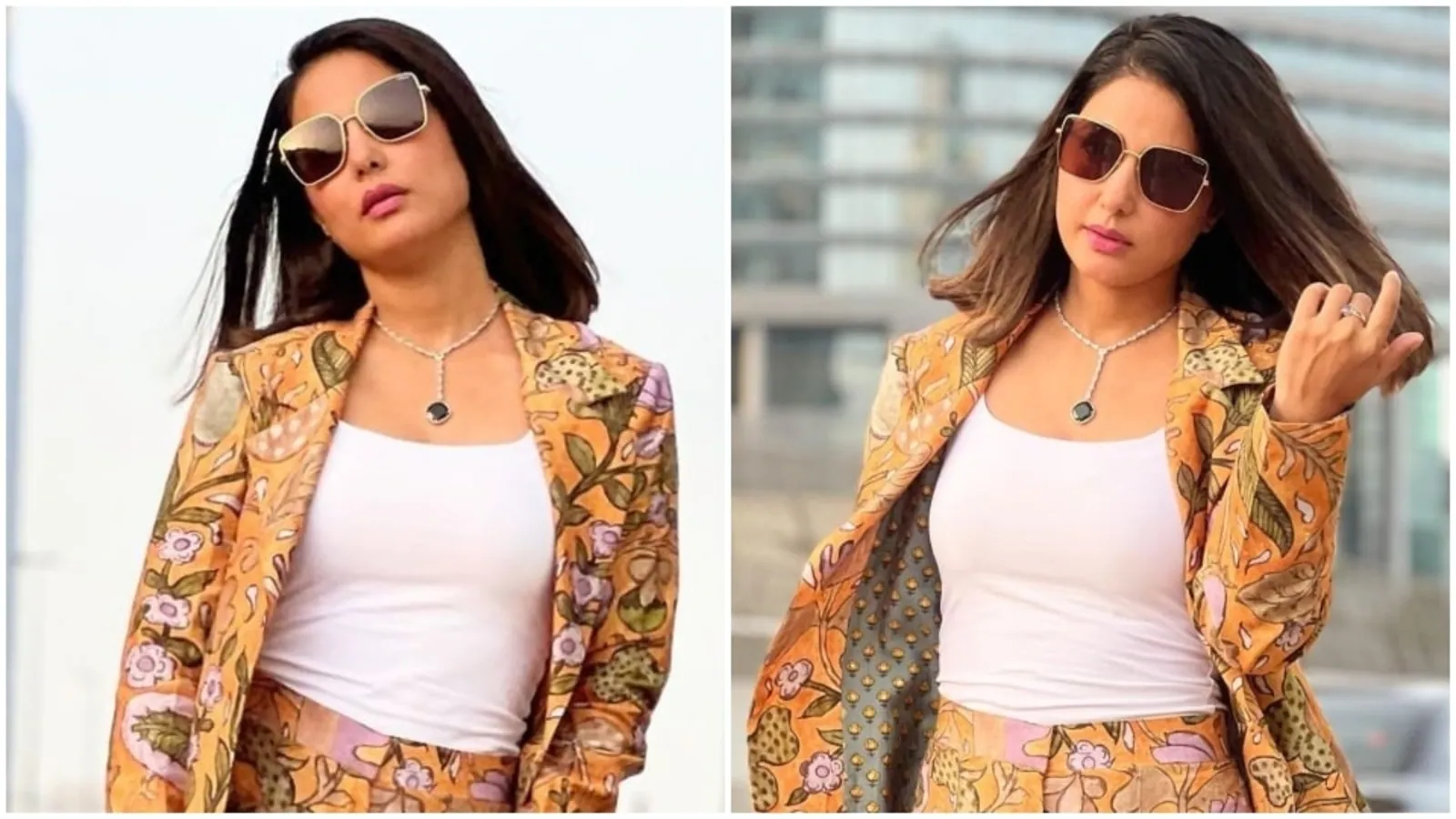 Hina Khan takes over Dubai in glamorous floral powersuit, enjoys cruise date with family: Check it out here