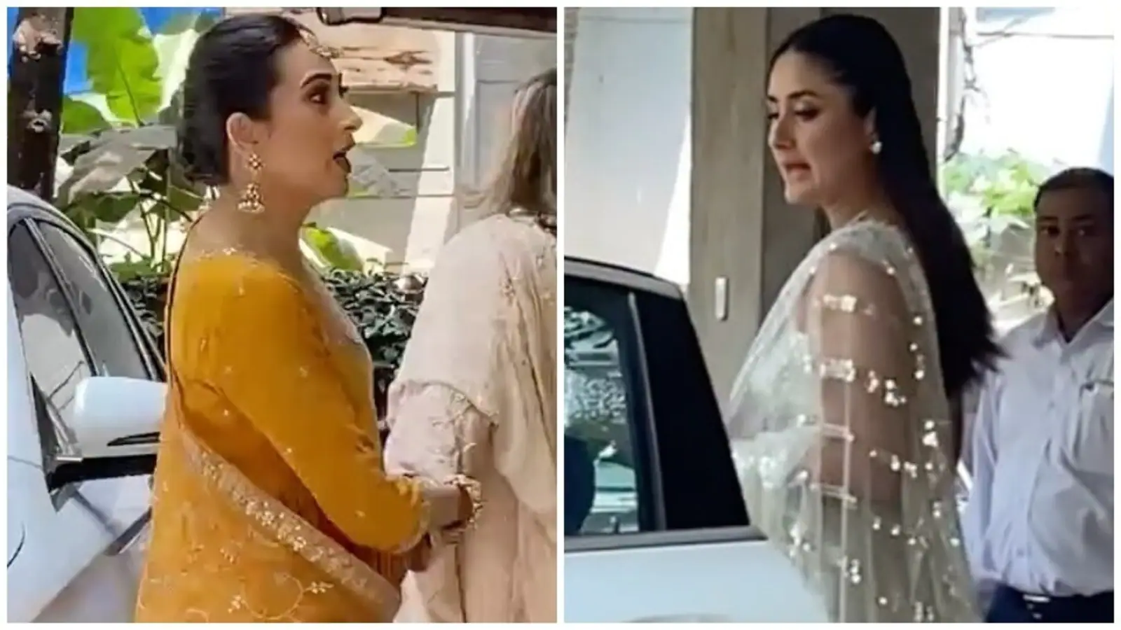 Kareena Kapoor in ivory lehenga, Karisma in orange anarkali join Ranbir Kapoor-Alia Bhatt’s wedding celebrations: Watch