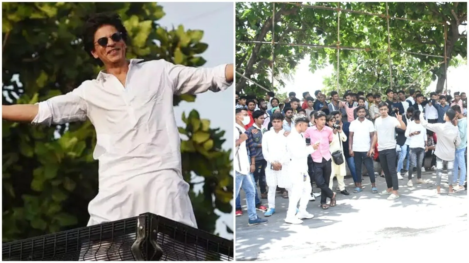 Hundreds throng Shah Rukh Khan’s Mannat on Eid for a glimpse of the actor, chant his name. Watch
