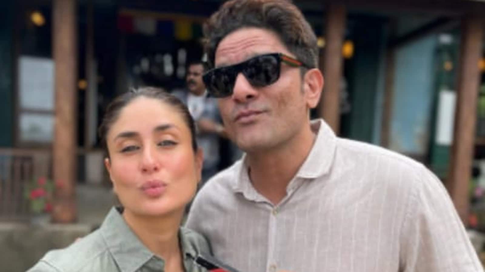 Kareena Kapoor teaches Jaideep Ahlawat how to pout as they shoot for her OTT debut Devotion of Suspect X. See pic