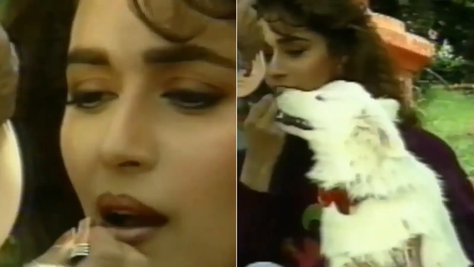 Madhuri Dixit and Tuffy get ready together on sets of Hum Aapke Hain Koun BTS video. Watch