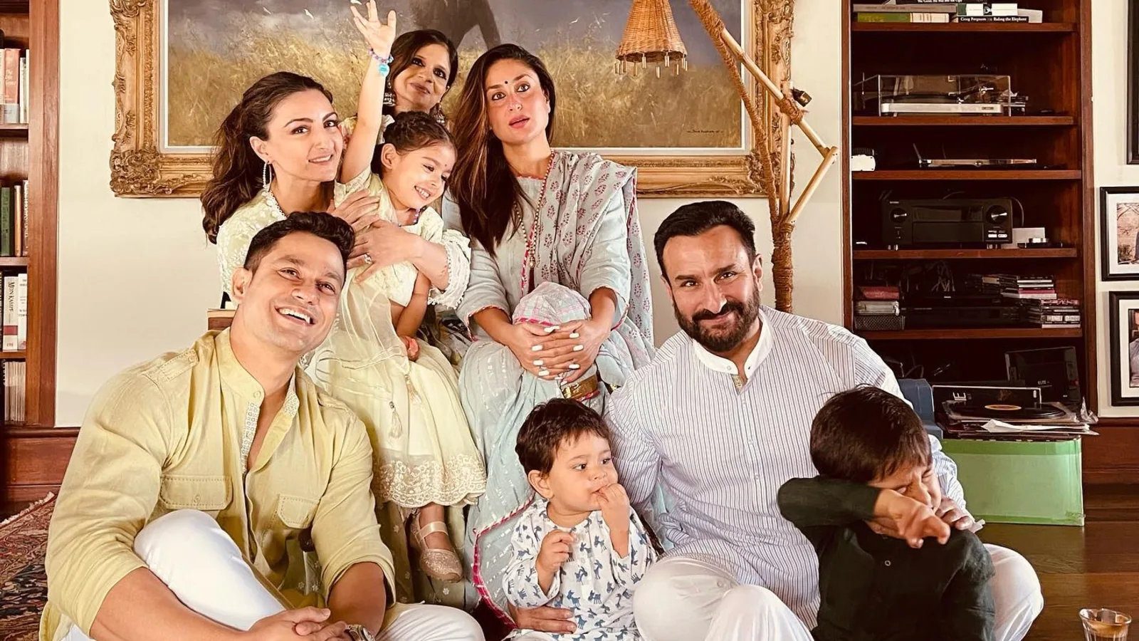 Saif Ali Khan celebrates Eid with sisters Saba, Soha and the whole fam, Kareena Kapoor shares their chaotic family pic