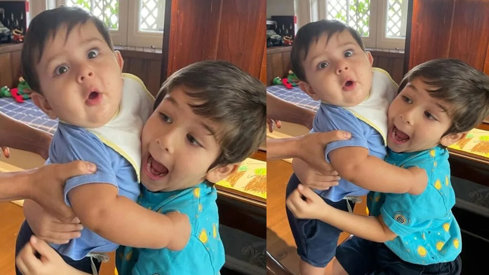 Taimur tries to protect Jehangir as he grabs him, Saba Ali Khan says ‘that’s why we have protective older bhaijaan’