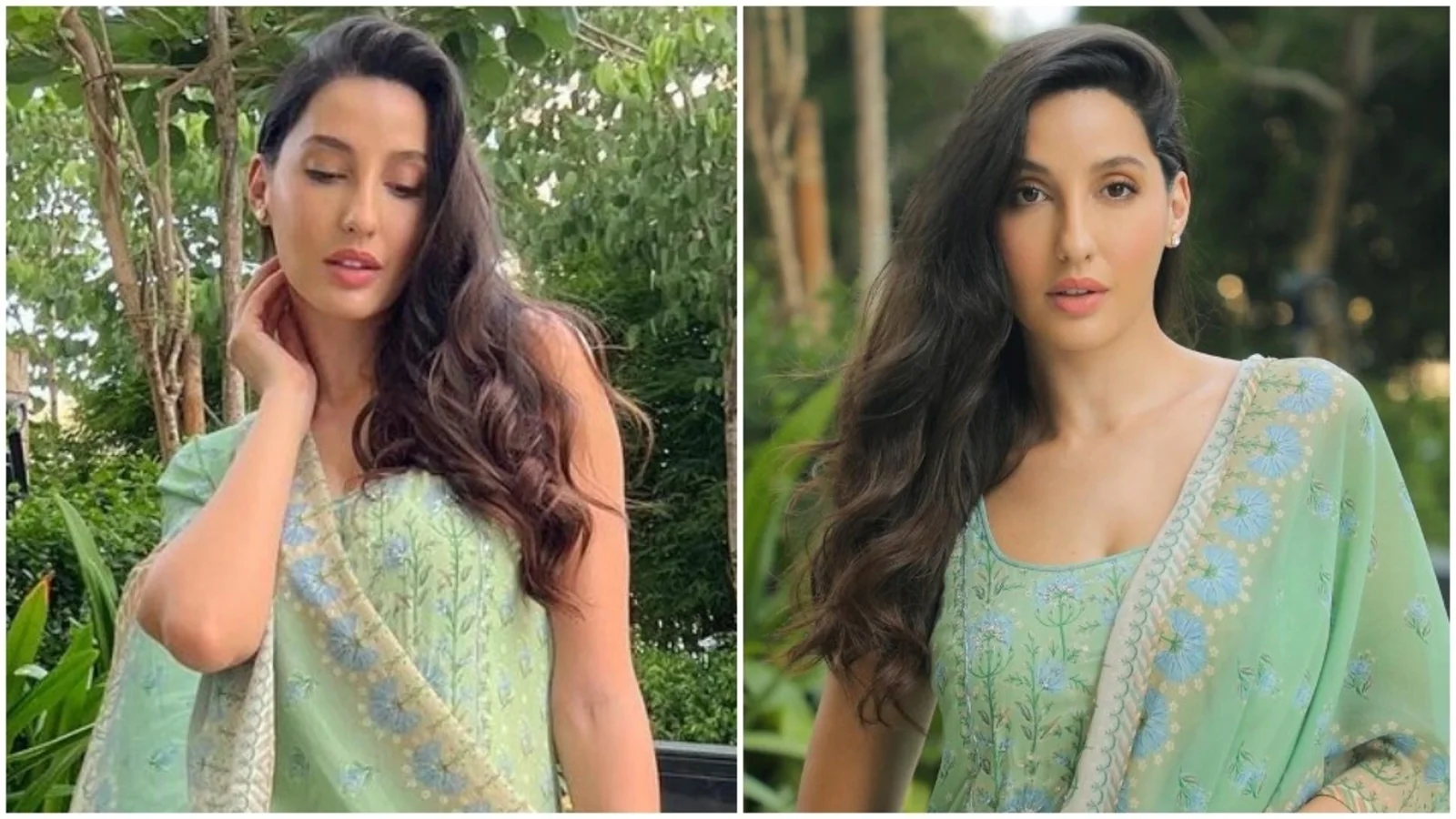 Nora Fatehi sets ethnic goals in pastel green kurti and sharara set for Eid celebrations, see pics and videos