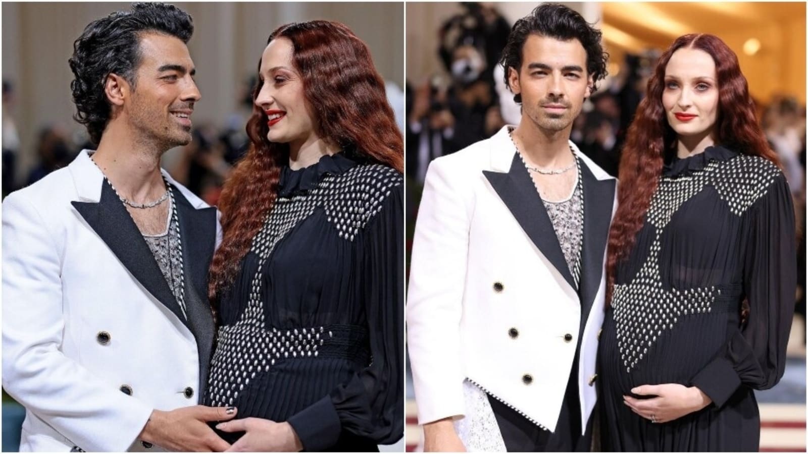 Pregnant Sophie Turner with Joe Jonas flaunts baby bump at the Met Gala red carpet in embellished black gown, see photos