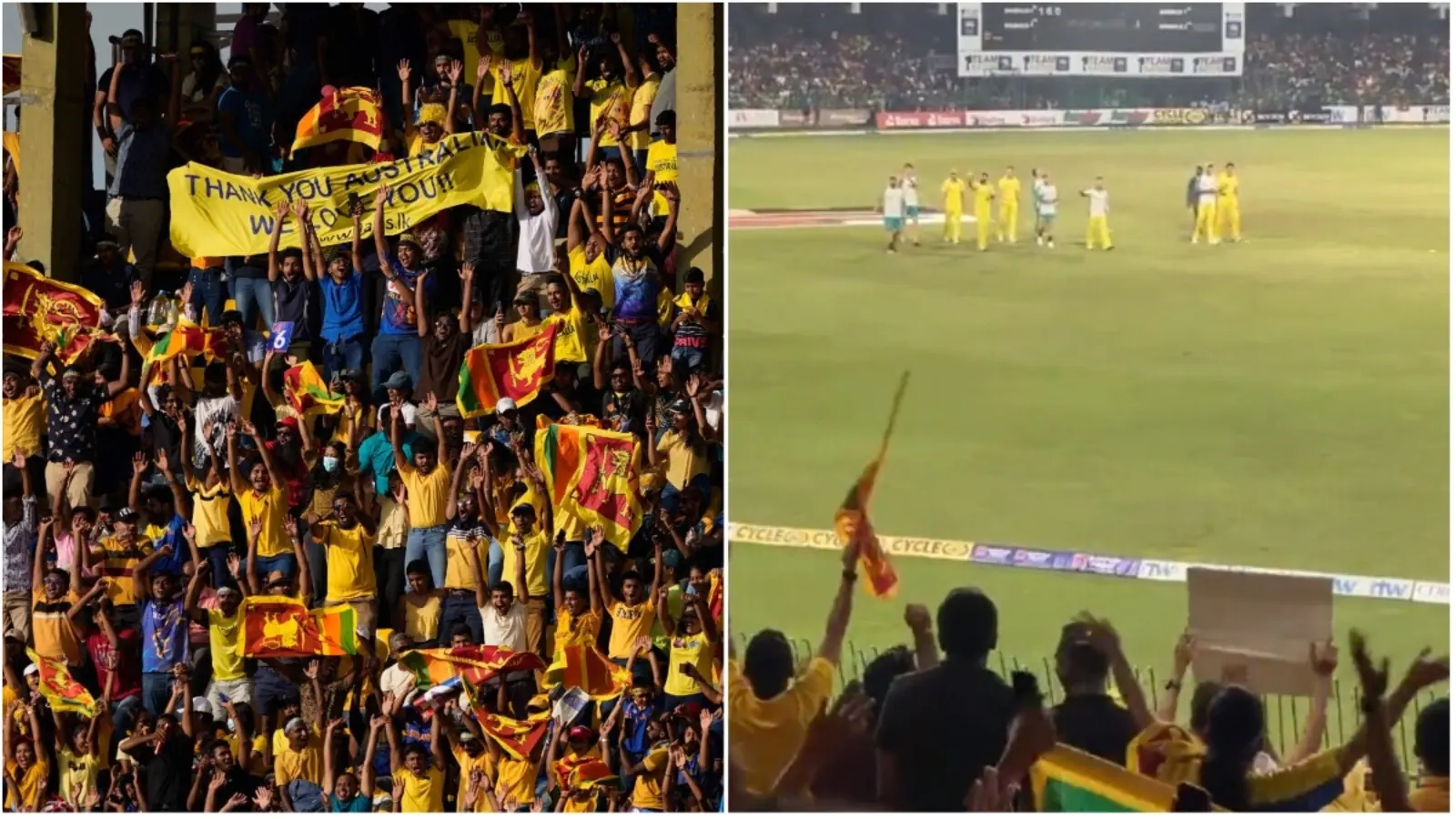 Watch: Incredible scenes in Colombo as Sri Lanka fans burst into chants of ‘Australia, Australia’ after final ODI