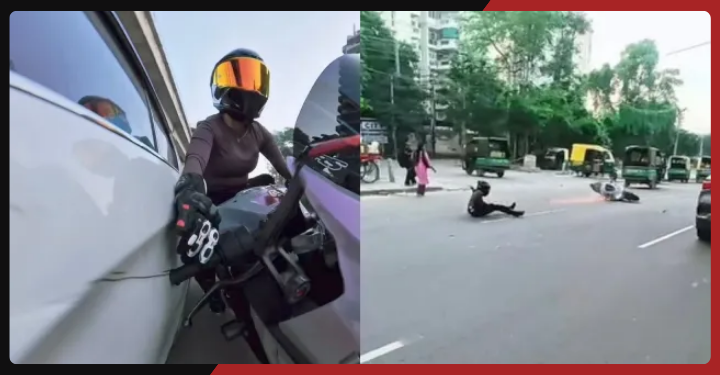 Sports Bike Rider Thrown Onto Road After Car Allegedly Chases Her in Gurugram